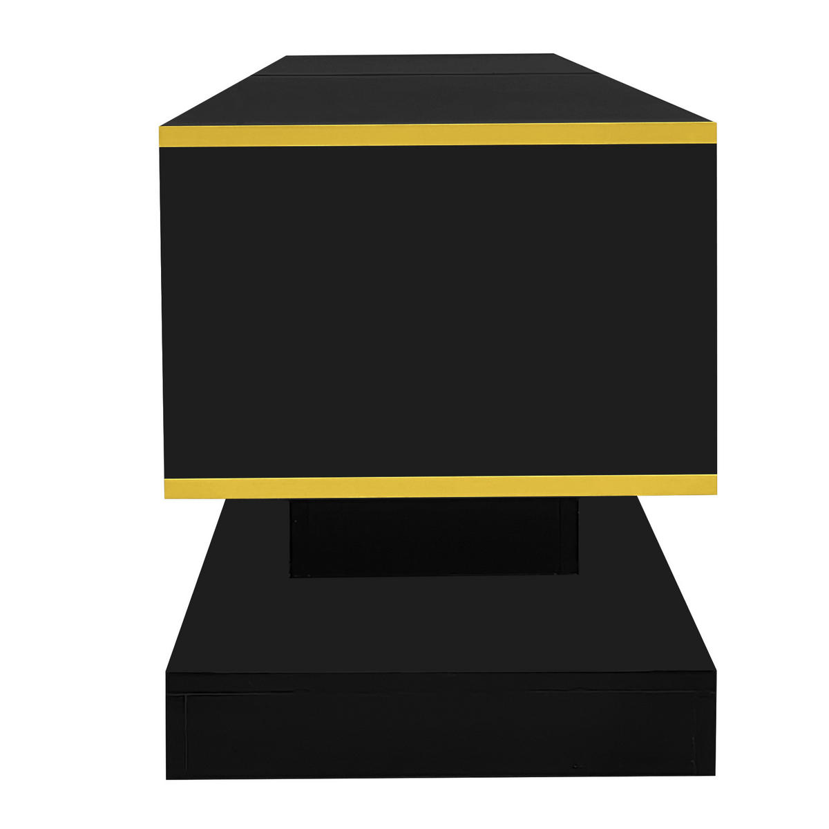 TV-SCHRANK aus Holzwerkstoff 180x38x45 cm Schwarz/Gold mit LED-Beleuchtung, Hochglanzoberfläche und 3 Schubladen - Schwarz, Holzwerkstoff (180/45/38cm) - Modfu