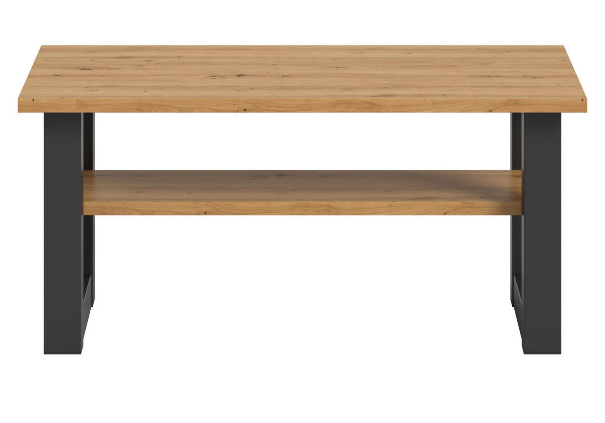 COUCHTISCH Eiche, grau 90 x 50 cm, Wohnzimmertisch mit Ablage - Dunkelgrau/Eiche Artisan, Holzwerkstoff/Metall (90/50/42cm) - Inn.Furn