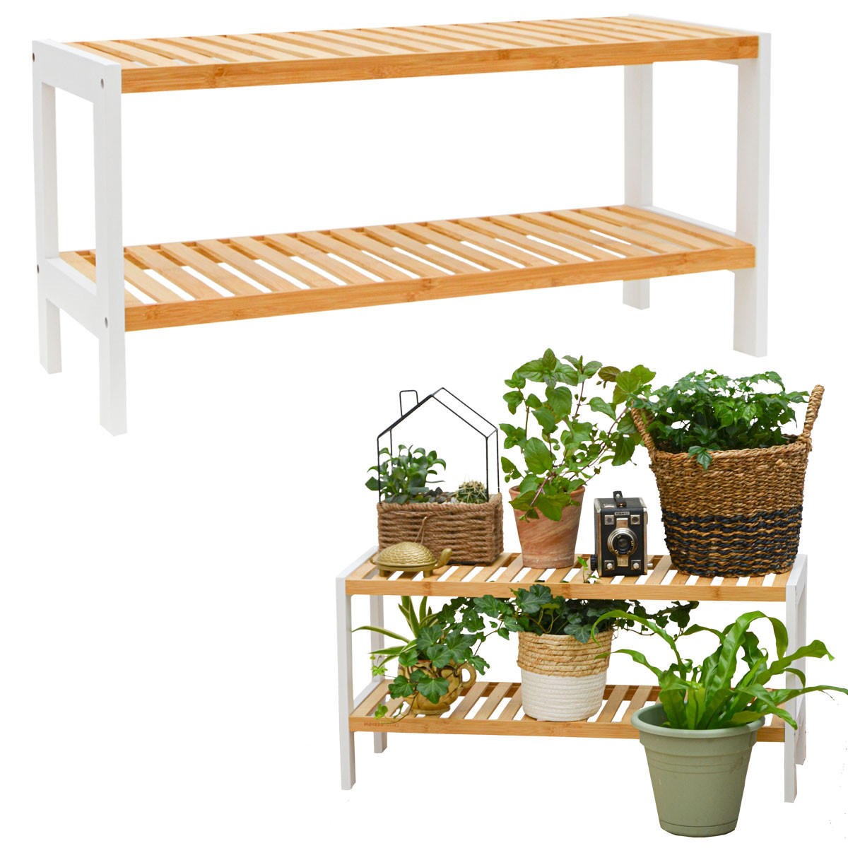 BAMBUS-SCHUHREGAL, 70/33/26 cm, Weiss - Weiß, Holz (26/33/70cm) - Dunedesign