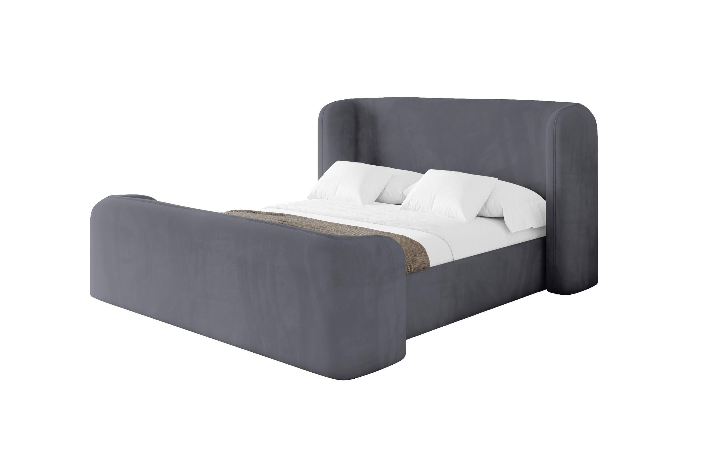 POLSTERBETT mit Bettkasten, Fußteil und Lattenrost, Bett mit Matratze H3/H4 - ESTI-Z 140x200 Dunkelgrau - Dunkelgrau, Holzwerkstoff/Textil (140/200cm) - ALTDECOR