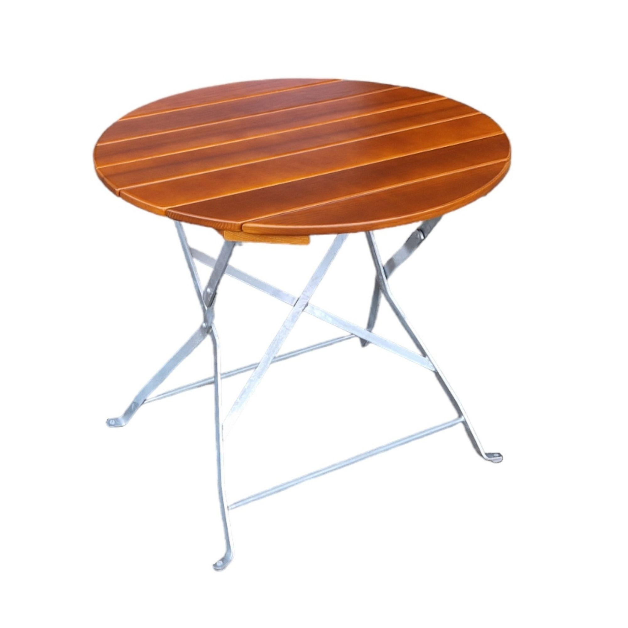 BIERGARTENTISCH BERGTAL 74x80x80cm Ø80cm Klappbar Eschenholz Silber/Braun 2 Personen - Braun, Holz (80/80/74cm) - CHEFGASTRO
