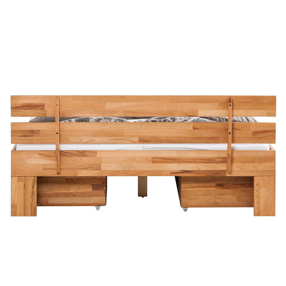MASSIVHOLZBETT mit Bettkästen - Kernbuche massiv - Kernbuche, Holz (180/200cm) - home24