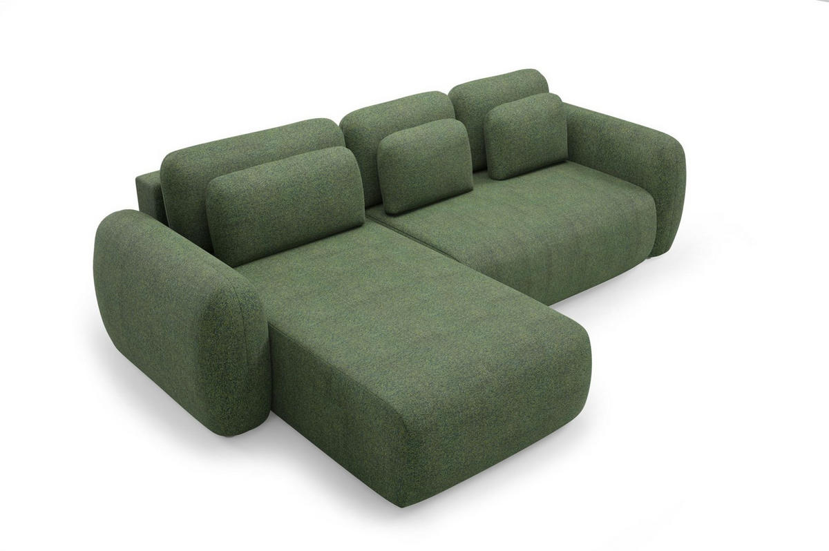 ECKSOFA Gaston Mit Schlaffunktion - Grün, Holzwerkstoff/Textil (304/190cm) - Fun Möbel