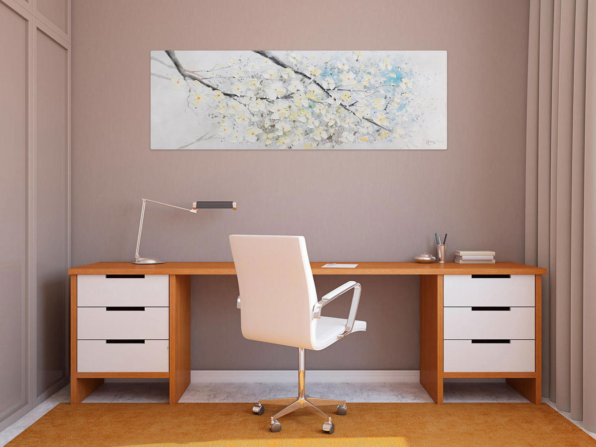 ACRYLBILD HANDGEMALT 150/50 cm - Beige/Weiß, Holz/Textil (2/50cm) - KUNSTLOFT