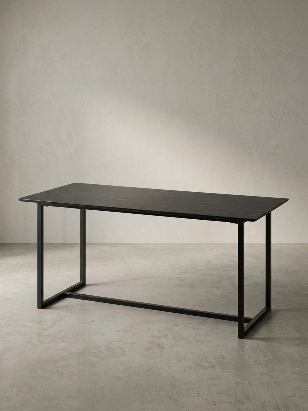 ESSTISCH Marmoroptik Metall Rechteckig Modern Klein, Schwarz 180x90x76 cm - Schwarz, Holzwerkstoff/Metall (90/180/76cm) - KADIMA DESIGN