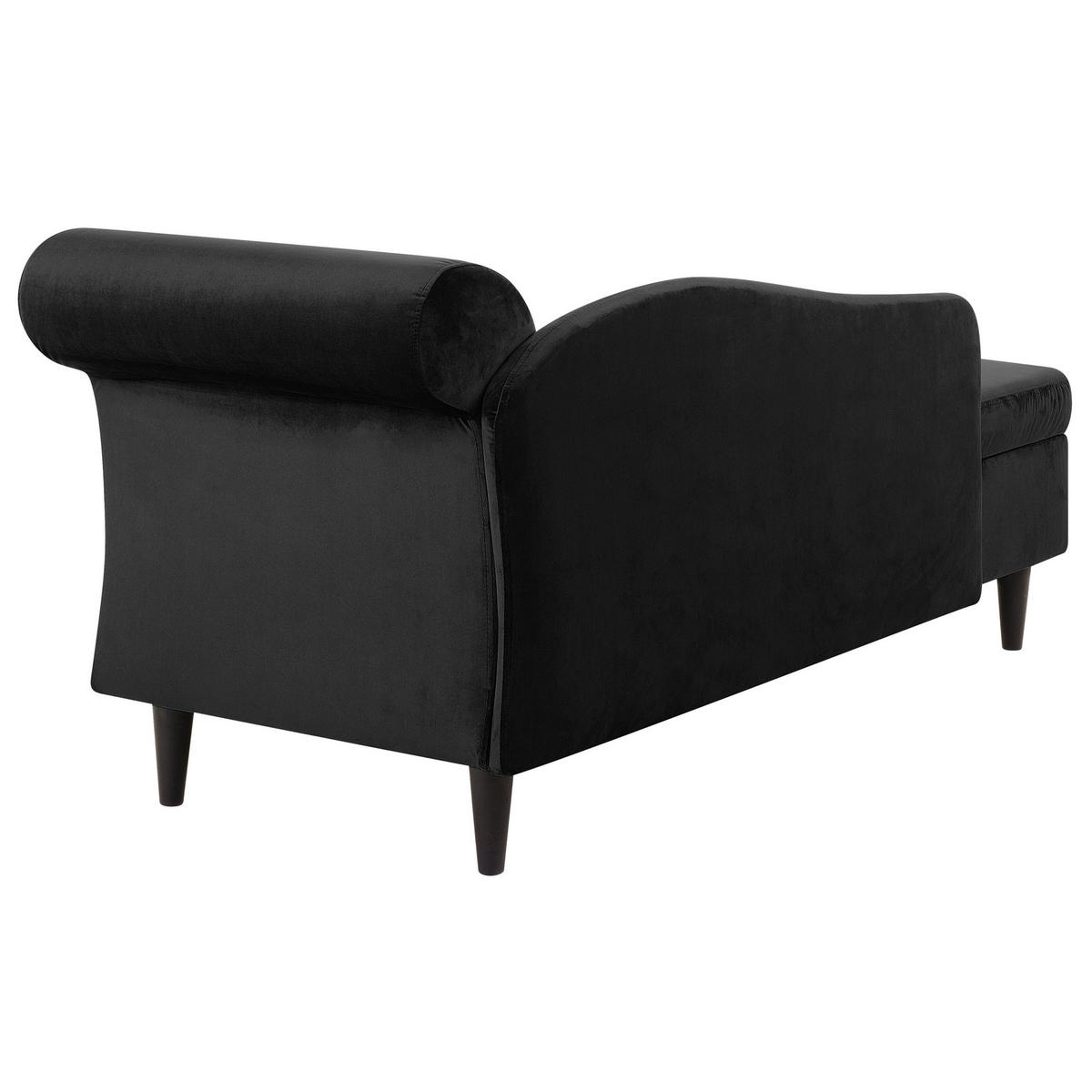 CHAISELONGUE Samtstoff schwarz rechtsseitig Luiro - Dunkelbraun/Schwarz, Textil (160/77/70cm) - Beliani
