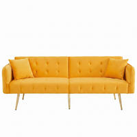 SCHLAFSOFA 2-in-1 Funktion Velours - Gelb, Kunststoff (178/70/82cm) - Urban Meuble