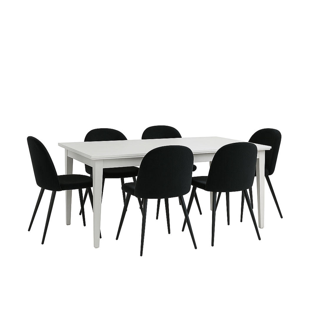 ESSGRUPPE 7-TLG. Venedig Schwarz - Schwarz, Holzwerkstoff/Textil (95/76/276cm) - ebuy24