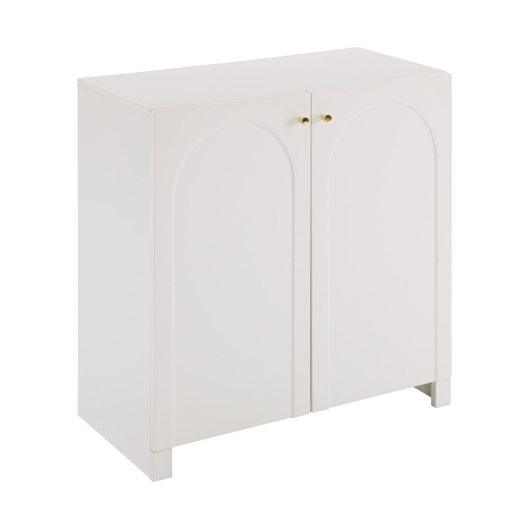 SIDEBOARD DE-37862 mit 2 Türen und Bogenmuster Creme-Weiß - Weiß, Holzwerkstoff (80/80/40cm) - ComfortXL