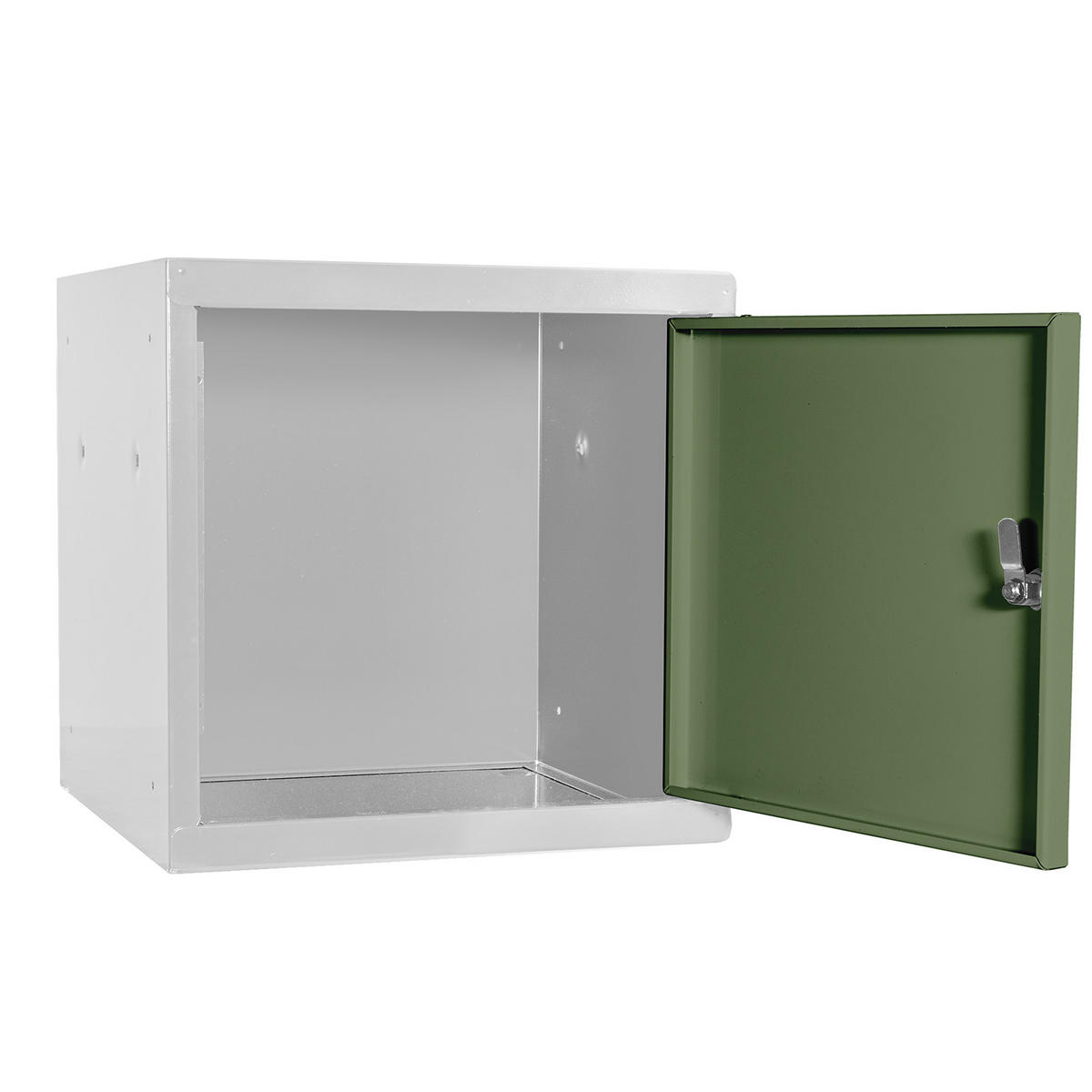 SCHLIESSFACHWÜRFEL Blocky mit Drehriegelschloss für Vorhängeschloss 40x40x40cm Lichtgrau/Grün - Grau/Grün, Metall (40/40/40cm) - PROREGAL