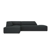 ECKSOFA links Ruby aus Cord schwarz 4 Sitzplätze - Schwarz, Textil (180/273cm) - Micadoni