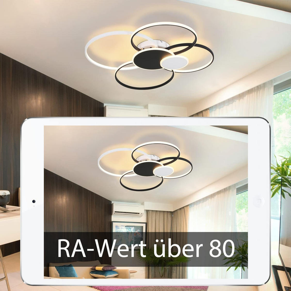 LED-DECKENLEUCHTE Ares 94/92/11cm - Schwarz, Metall (94/92/11cm) - ZMH