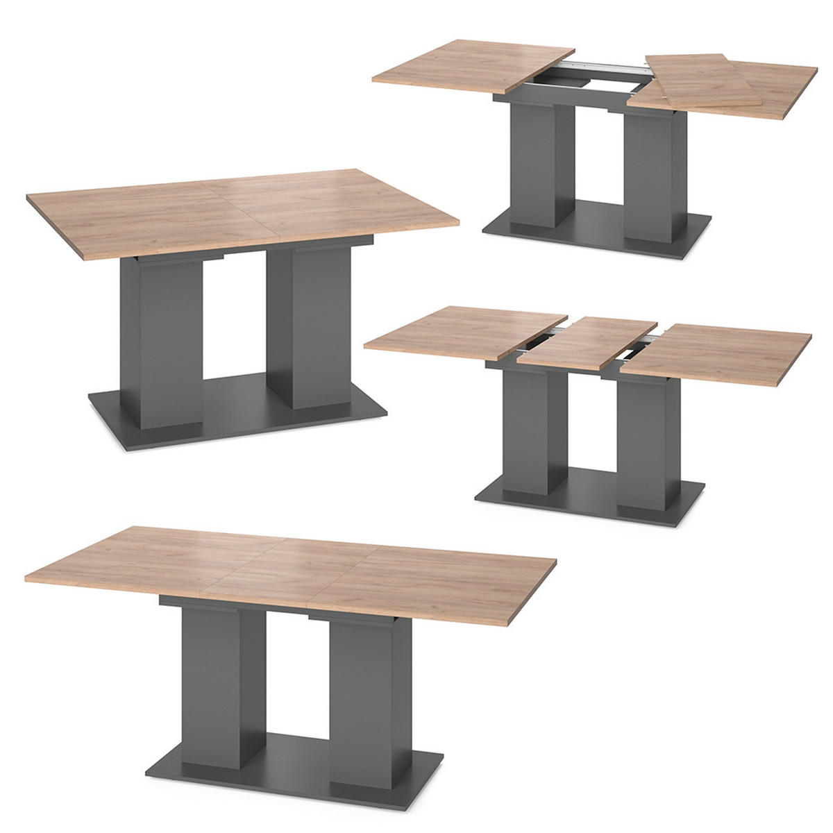 ESSTISCH Dix Anthrazit 140 x 90 cm - Honigeiche/Anthrazit, Holzwerkstoff (90/140/76cm) - Vicco