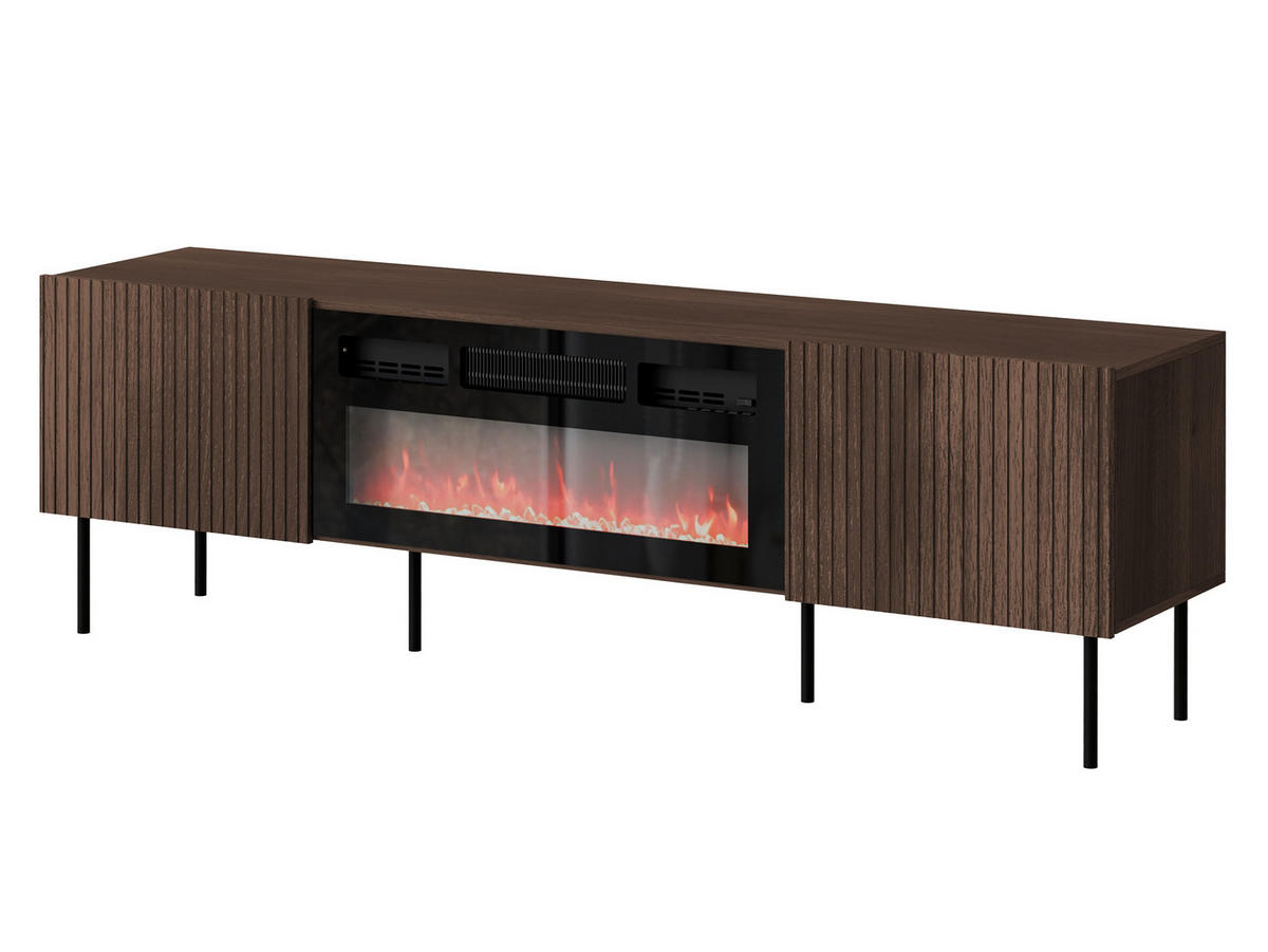 TV-ELEMENT Tacos 180 mit Elektrische Kamin - Schwarz/Braun, Holzwerkstoff/Metall (181/58/42cm) - MIRJAN24