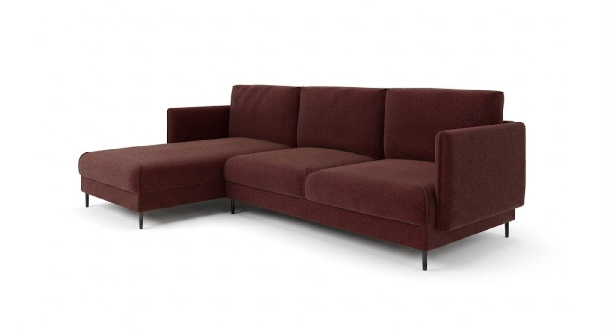 ECKSOFA Helmer In Stoff Baloo - Bordeaux, Holzwerkstoff/Textil (164/293cm) - Fun Möbel