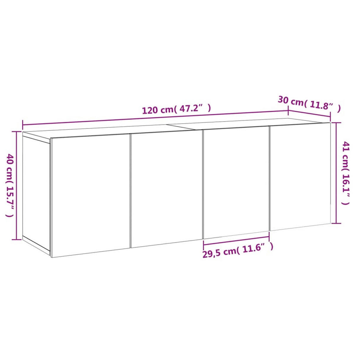 TV-WANDSCHRÄNKE 2er Set Weiss 60/30/41 Cm - Weiß, Holzwerkstoff (41/60/30cm) - vidaXL