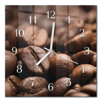 WANDUHR 30x30 cm - Kaffeebohnen - Braun, Glas (30/30/0.4cm) - TULUP