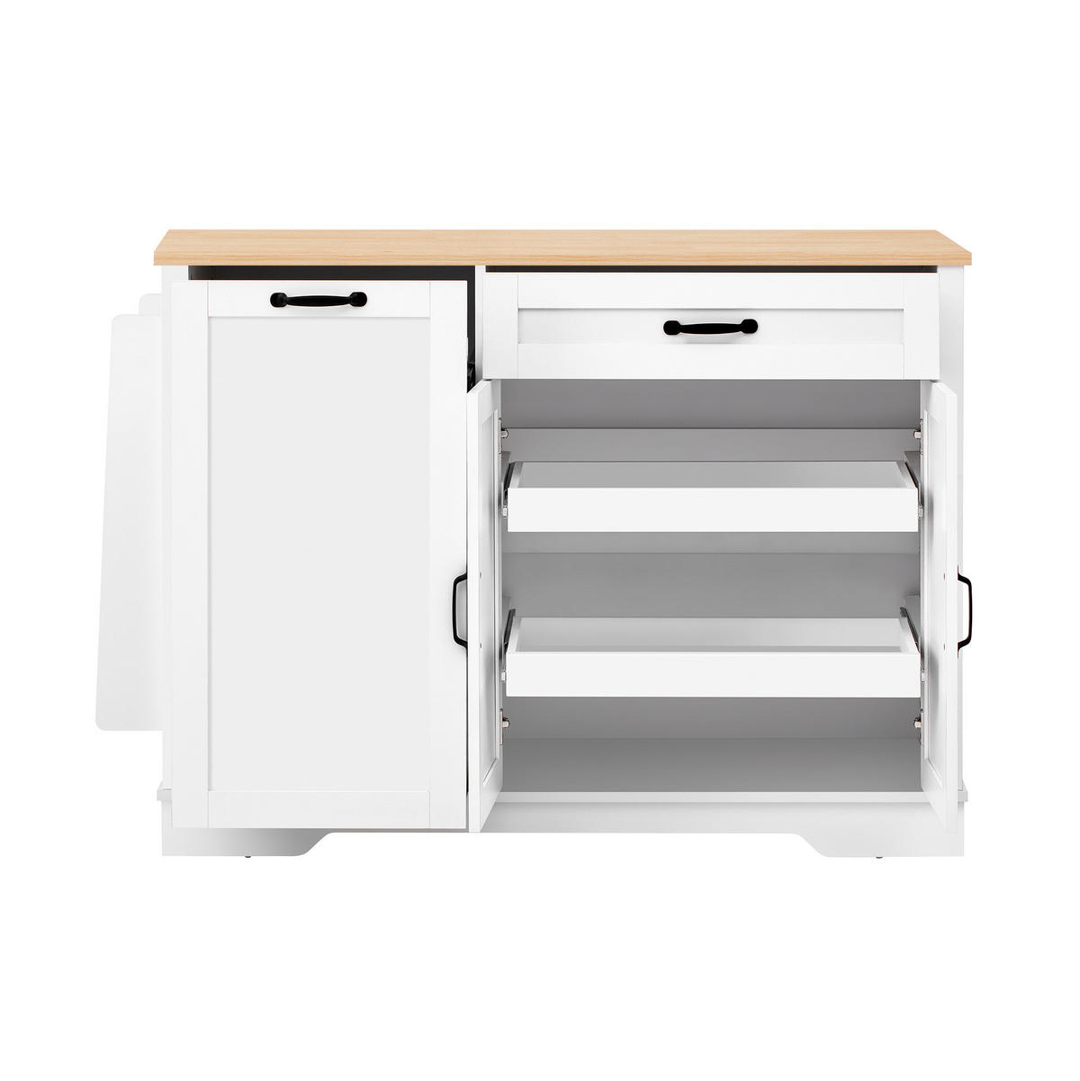 KÜCHENINSEL 115/40/87 cm mit offenen Fächern, 2 Schubladen und MDF-Korpus in Holzoptik, Weiß - Weiß, Holzwerkstoff (115/87/40cm) - Redom