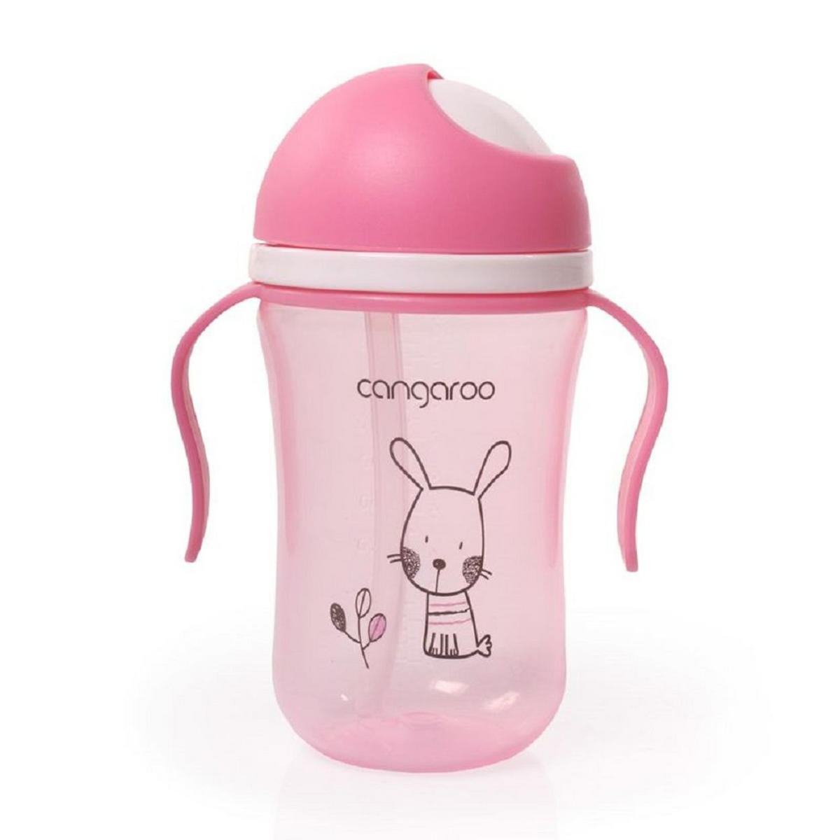 TRINKFLASCHE Trinklernbecher Bunny 300 ml C0587 rosa Silikon, Kunststoff, Anti-Kolik, Anti-Kolik-Entlüftung, Deckel - Rosa, Kunststoff (10/15/7cm) - Cangaroo