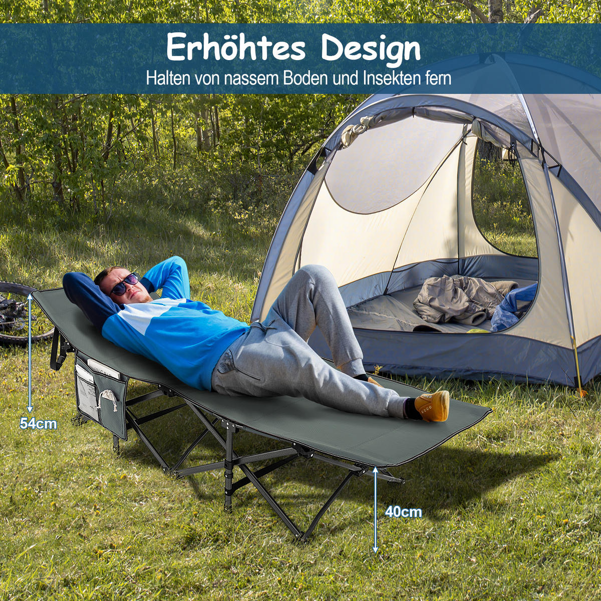 CAMPINGLIEGE Klappbare Blau - Blau, Metall - COSTWAY