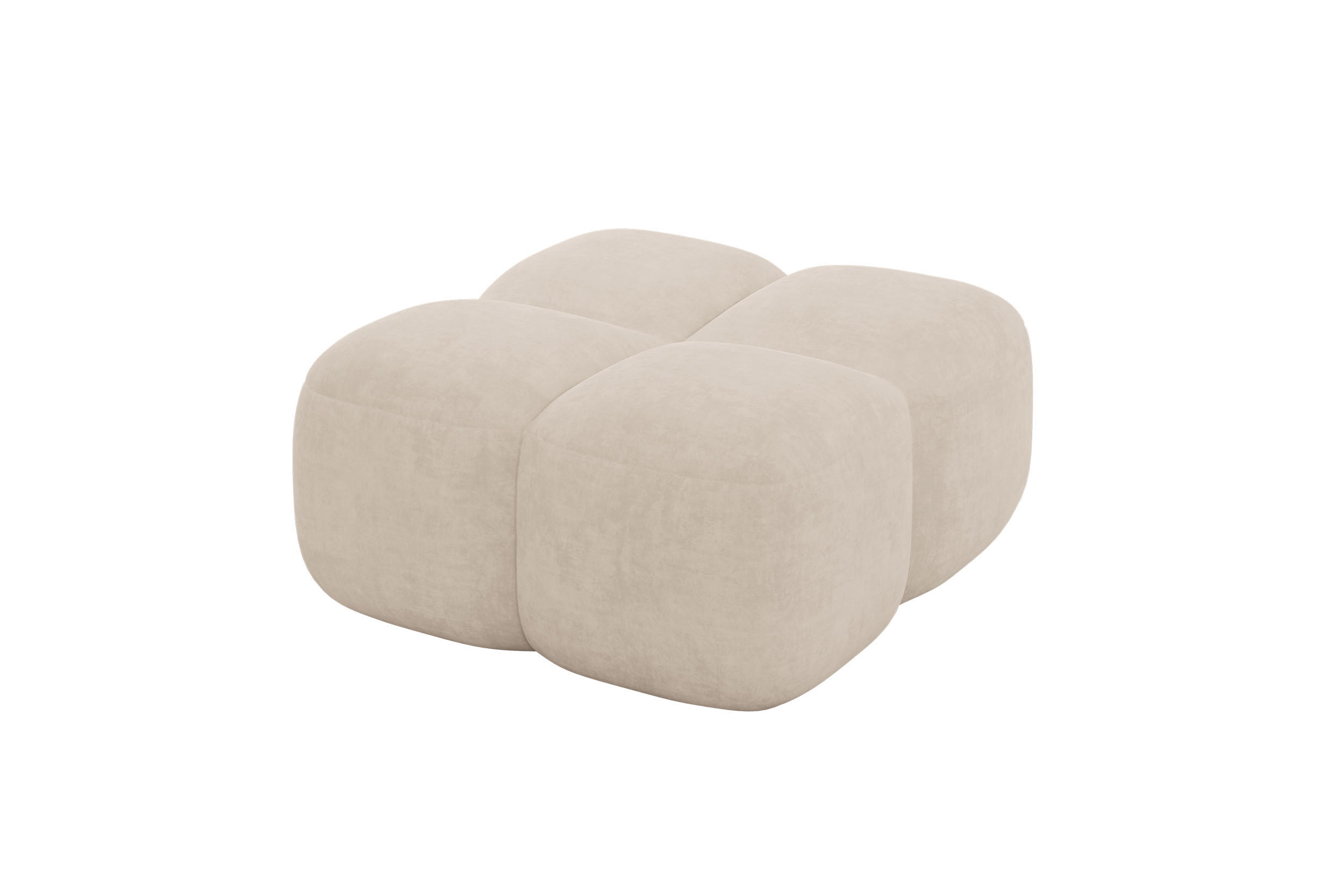 POUF Miko-Puf 90x90x45 Beige cm Velours Modular Sitzhocker - Ecru/Schwarz, Holzwerkstoff/Kunststoff (90/43/90cm) - ALTDECOR