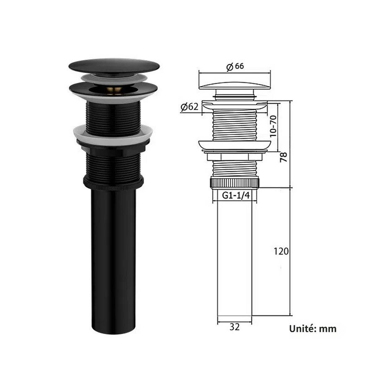 WASCHBECKEN-ABLAUFSTOPFEN – Schwarz – Edelstahl - Schwarz, Metall (22.5/7/7cm)