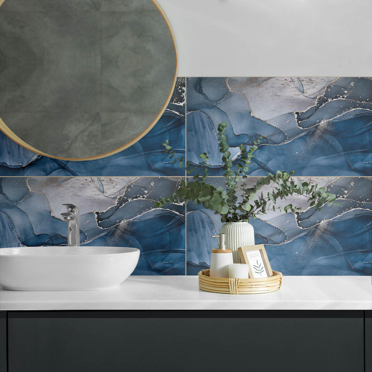 WANDPANEEL 6x 60x30 cm selbstklebend Aurora - Pastellblau, Kunststoff (30/1.6/60cm) - Wallfluent