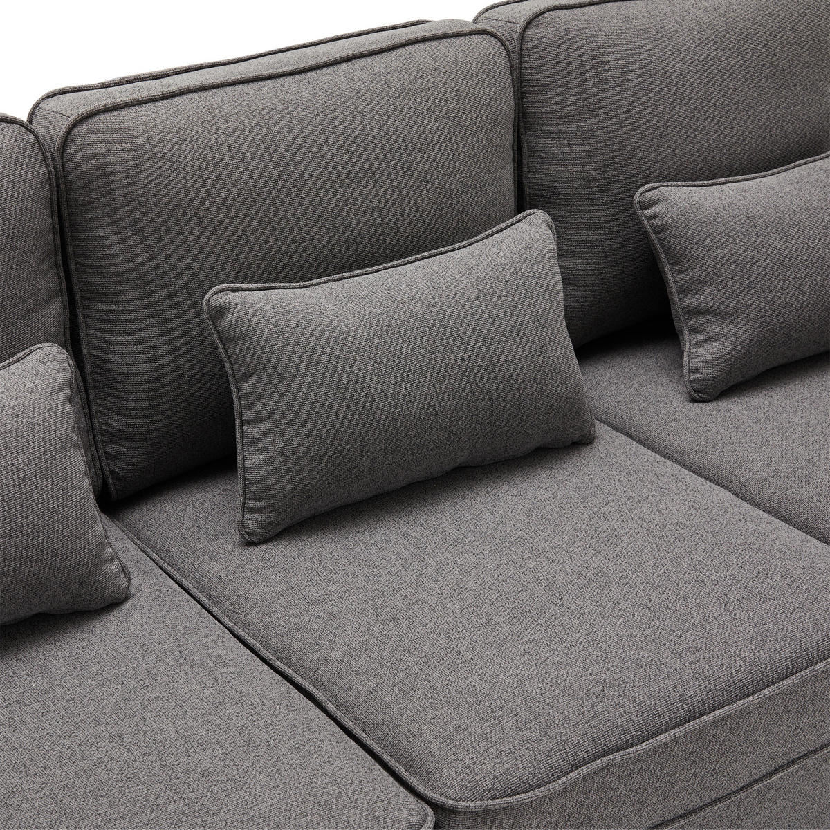4-SITZER-SOFA Mit Leinenarmlehnen Und 4 Kissen Grau 264/83/87 cm - Grau, Holzwerkstoff/Metall (83/87/264cm) - Urban Meuble