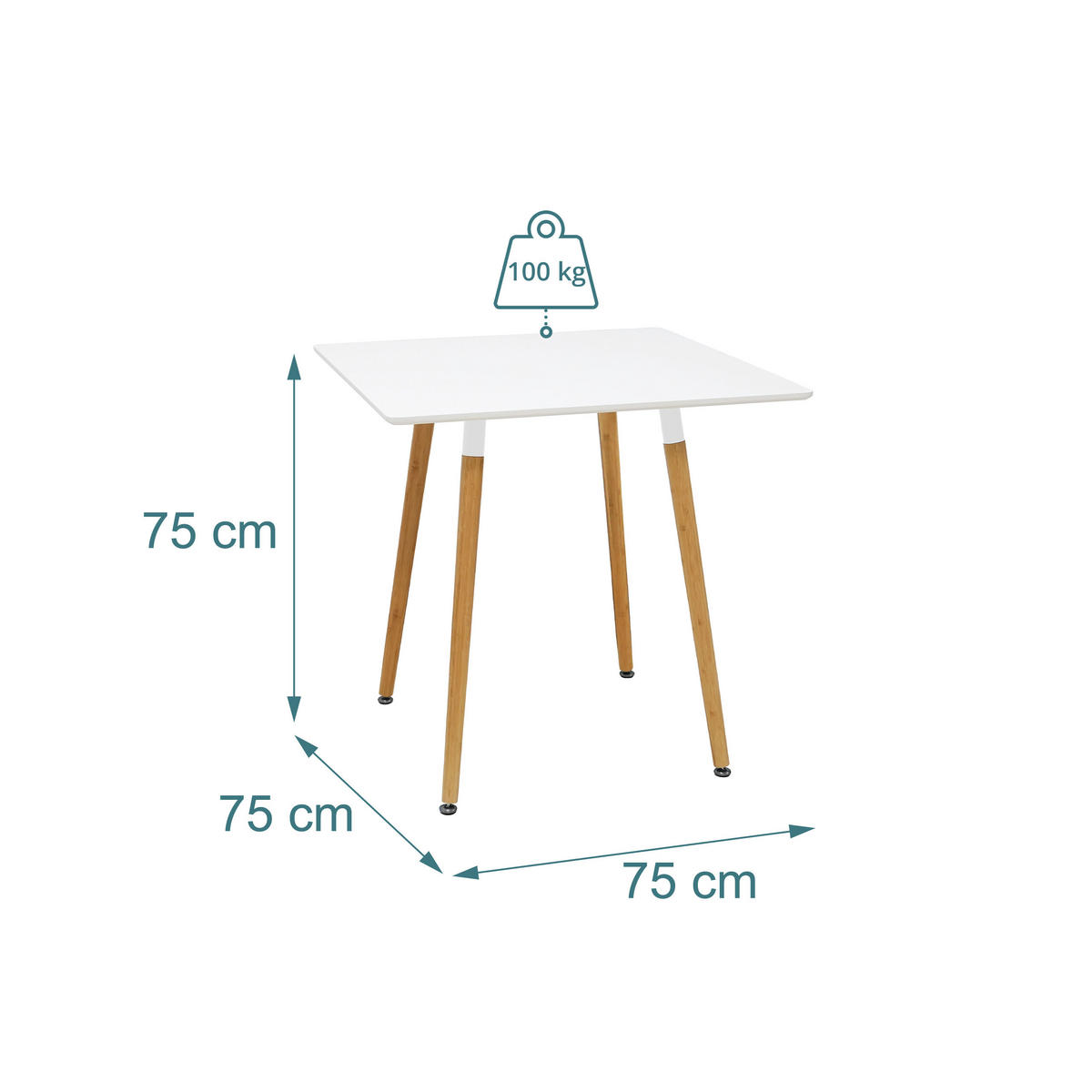 JÍDELNÍSTŮL - různobarevná, kov/dřevo (75/75/75cm) - Relaxdays