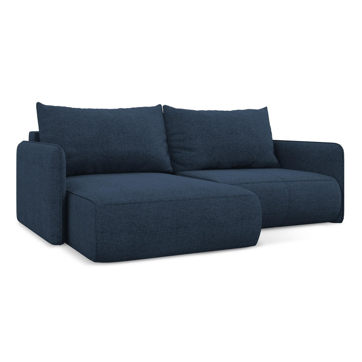 ECKSOFA mit Schlaffunktion Chenille Stoff Blau - Blau/Schwarz, Kunststoff/Textil (148/207cm) - LaMiaSofa