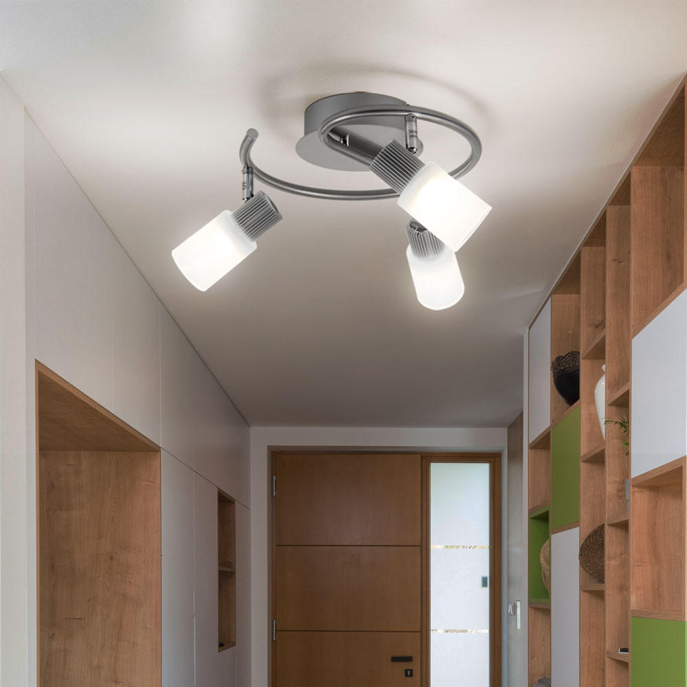 LED DECKENLEUCHTE Metall Alabaster Silber - Silberfarben, Glas (28/28/14.5cm) - Globo Lighting