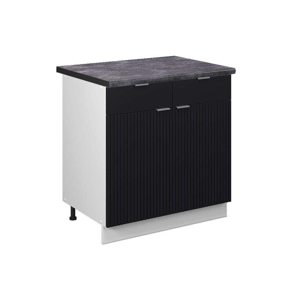KÜCHENUNTERSCHRANK Fame-Line, Schwarz gestreift, 80 cm, AP Anthrazit - Schwarz/Weiß, Holzwerkstoff (80/82/60cm) - Vicco