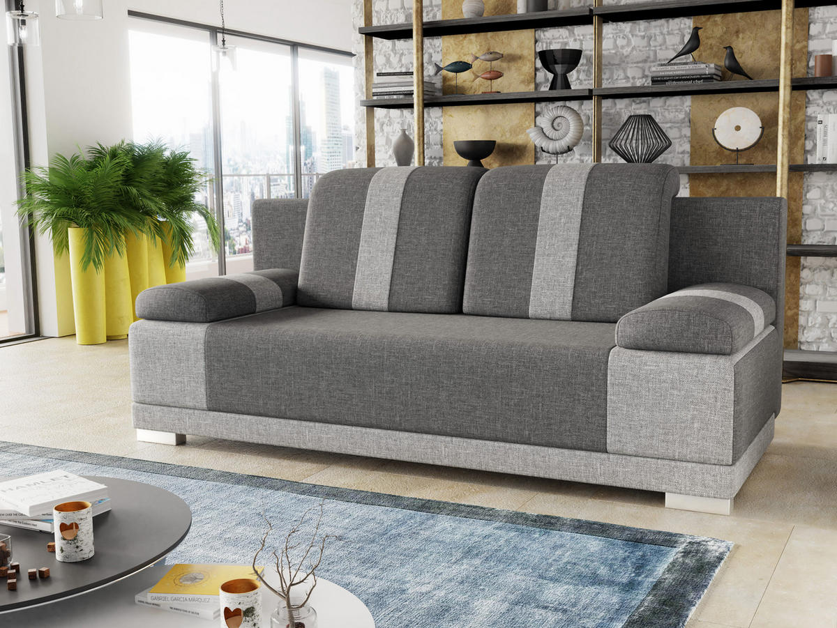 SCHLAFSOFA Imola - Silberfarben/Grau, Holz/Kunststoff (195/87/85cm)
