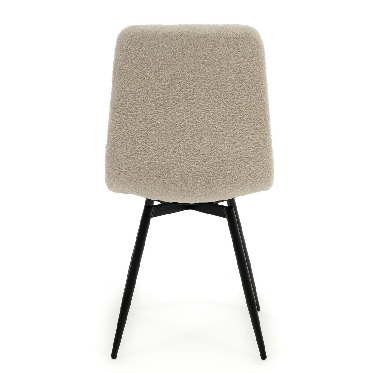 STUHL ARCO drehbar gepolstert mit Steppung - hellbeige - Boucle Teddy - Ecru/Schwarz, Textil/Metall (46/90/51cm) - NEW HOME