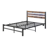 METALLBETT 120x200 cm LED USB Kopfteil - Dunkelbraun, Holzwerkstoff (120/200cm) - LEBENLANG