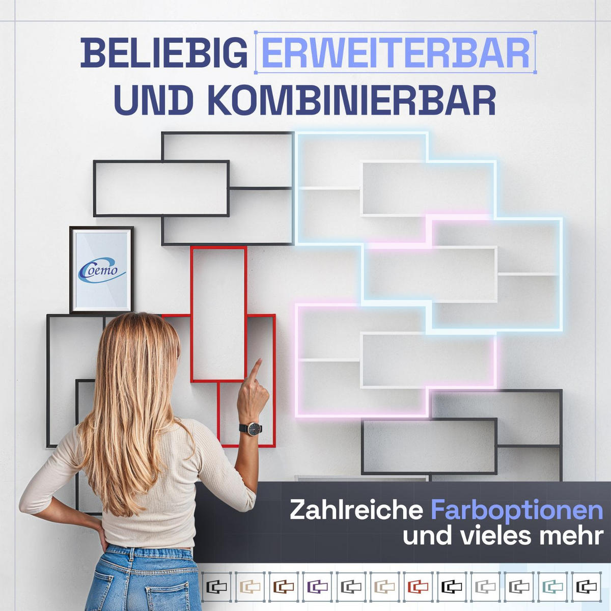 SCHWEBEREGAL KARO Rosa - Rosa, Holzwerkstoff (20/59/104cm) - Mein-Regal