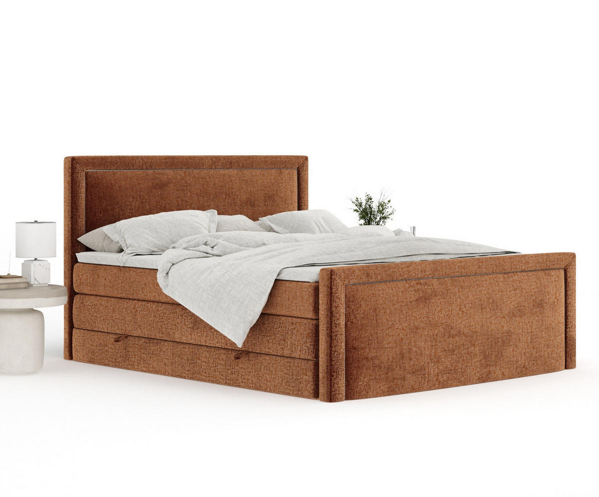 BOXSPRINGBETT Lavenda Kupferfarbe 180/200 cm - Schwarz/Kupferfarben, Holz/Holzwerkstoff (180/200cm) - Maison de Reve
