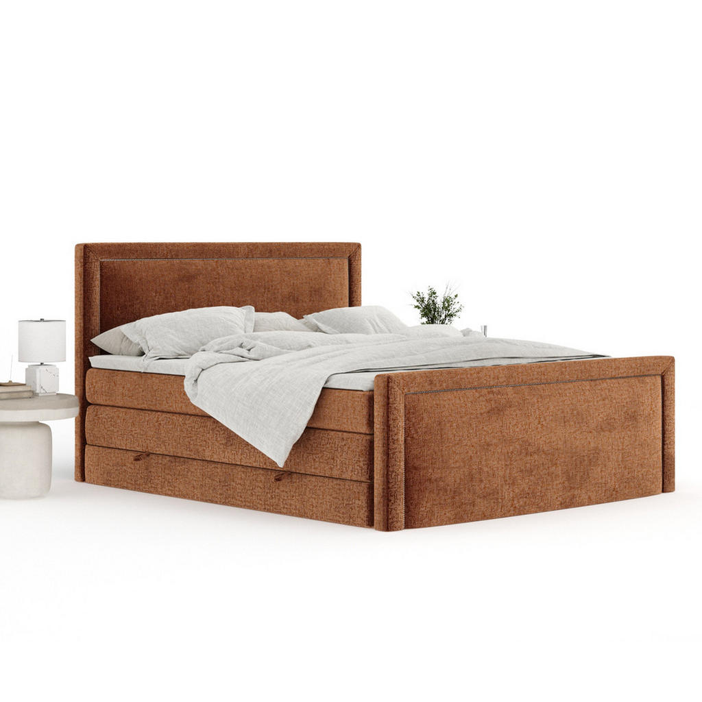 Thumbnail - Maison de Reve Boxspringbett, Kupfer, Textil, Buche, Kiefer, H3 + H4, 7-Zonen, Höhe ca. 40 cm, 180x200 cm, Handmade in E...