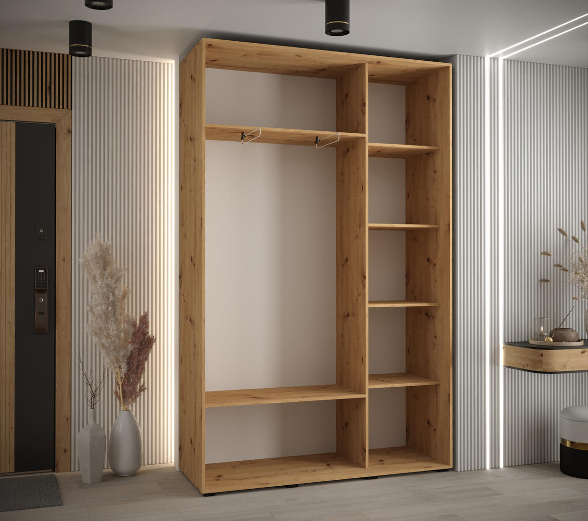 SCHWEBETÜRENSCHRANK 235,2/150/45 3-türig - Schwarz/Weiß, Holz/Metall (150/235/45cm) - Abiks Möbel