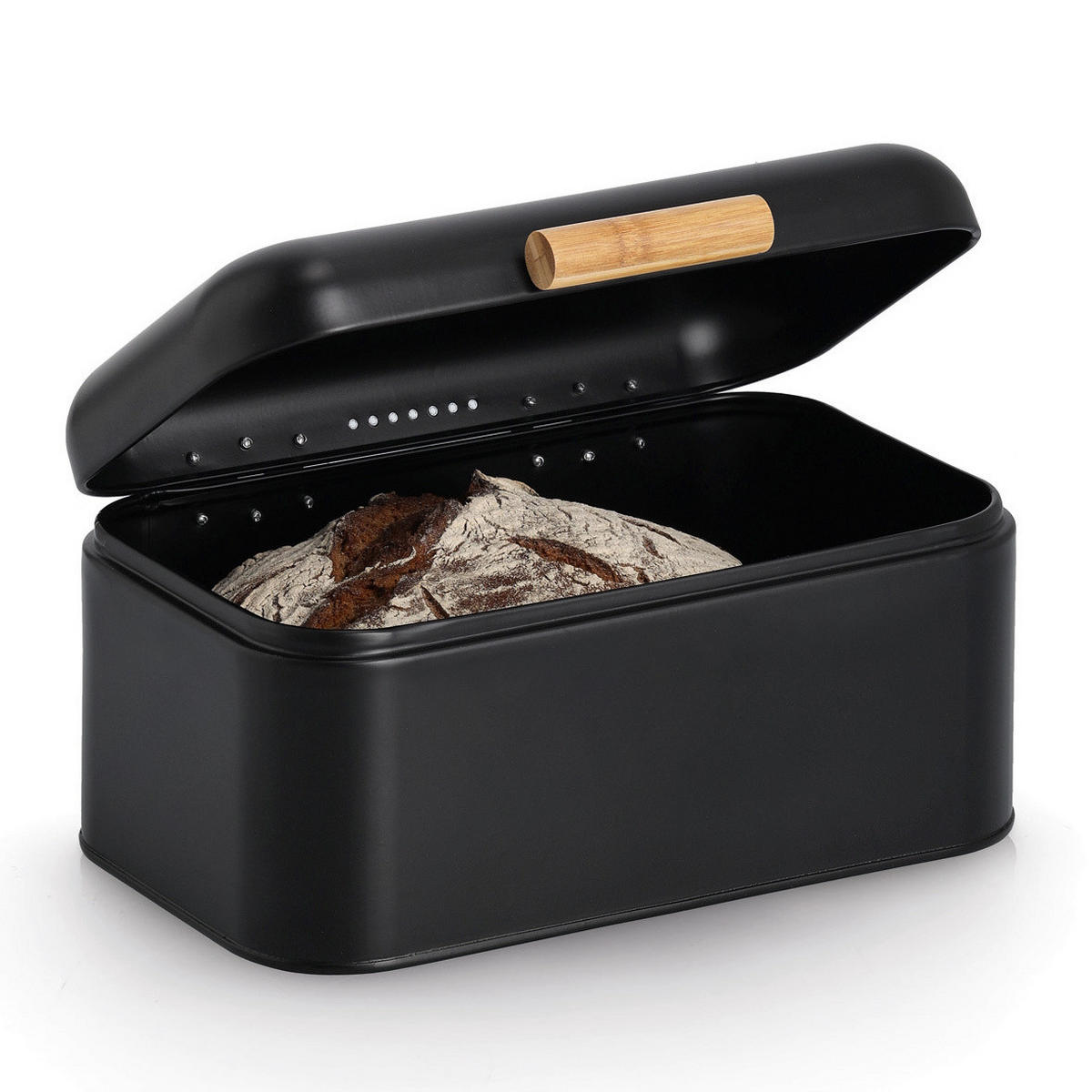 BROTKASTEN aus Metall 30,5/20,5/15,2 cm - Schwarz, Naturmaterialen (20.5/15.2/30.5cm) - ZELLER