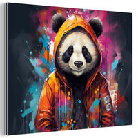 METALLBILD Panda - Jacke - Graffiti - Orange 40x30 cm - Orange, Metall (40/30cm) - MuchoWow
