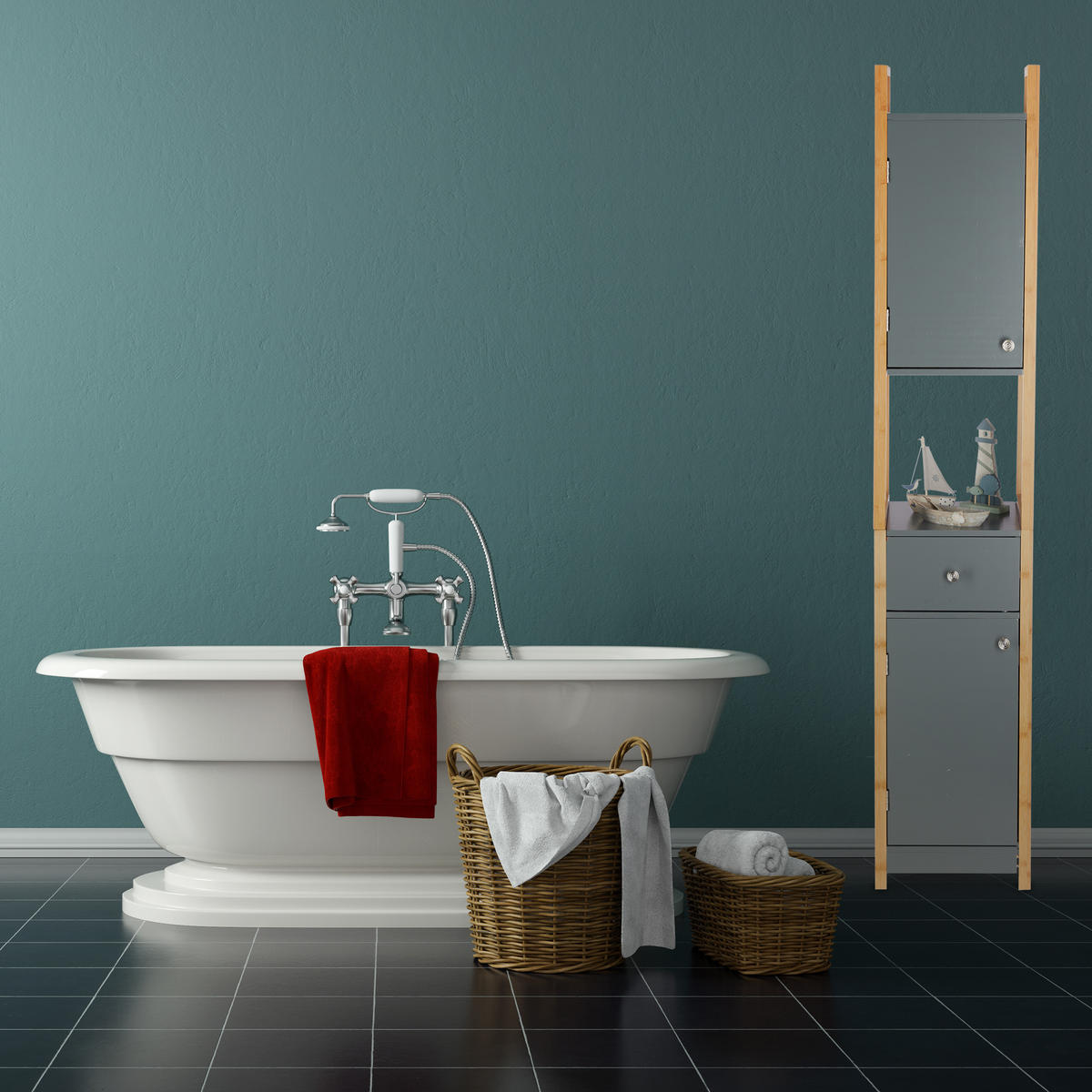 HOCHSCHRANK - Multicolor, Holz/Holzwerkstoff (31.5/165/29cm) - Relaxdays