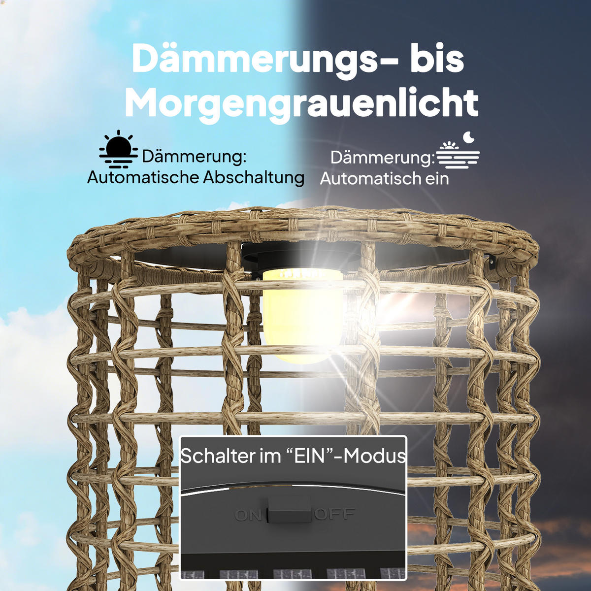 SOLARLAMPE-SET 2 TLG. Sandfarbend - Sandfarben, Kunststoff (45/45/45cm) - Outsunny