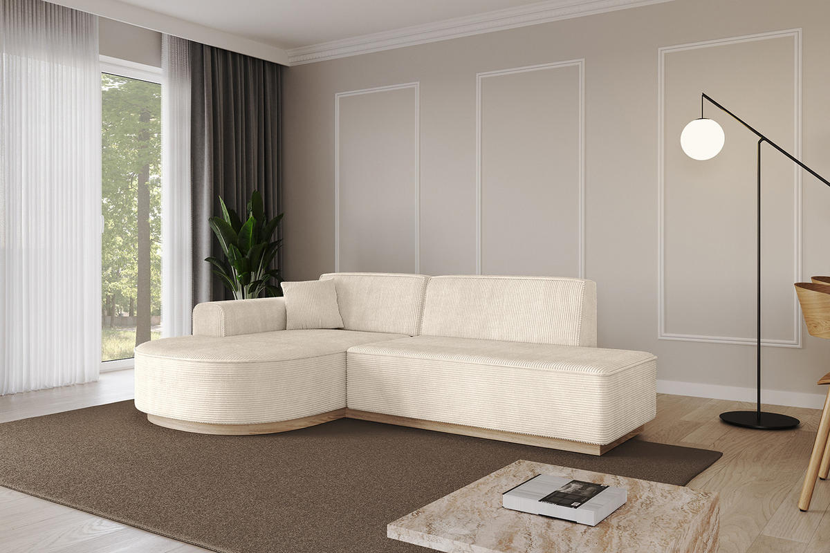 ECKSOFA Ottomane Links ARRIO-L1 - 243x171x83 cm Beige - Beige, Holzwerkstoff/Textil (243/171cm) - ALTDECOR