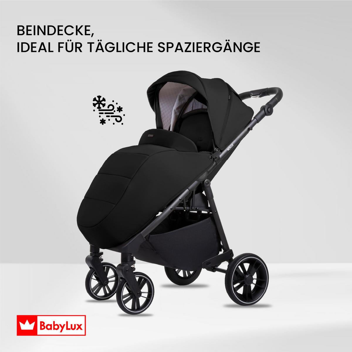 BUGGY Rolle, Klein und Leicht, Teleskopische Führung, Kompakt Faltbar, Wickeltasche, Reisetasche - Schwarz, Textil/Metall (58/99cm) - BabyLux