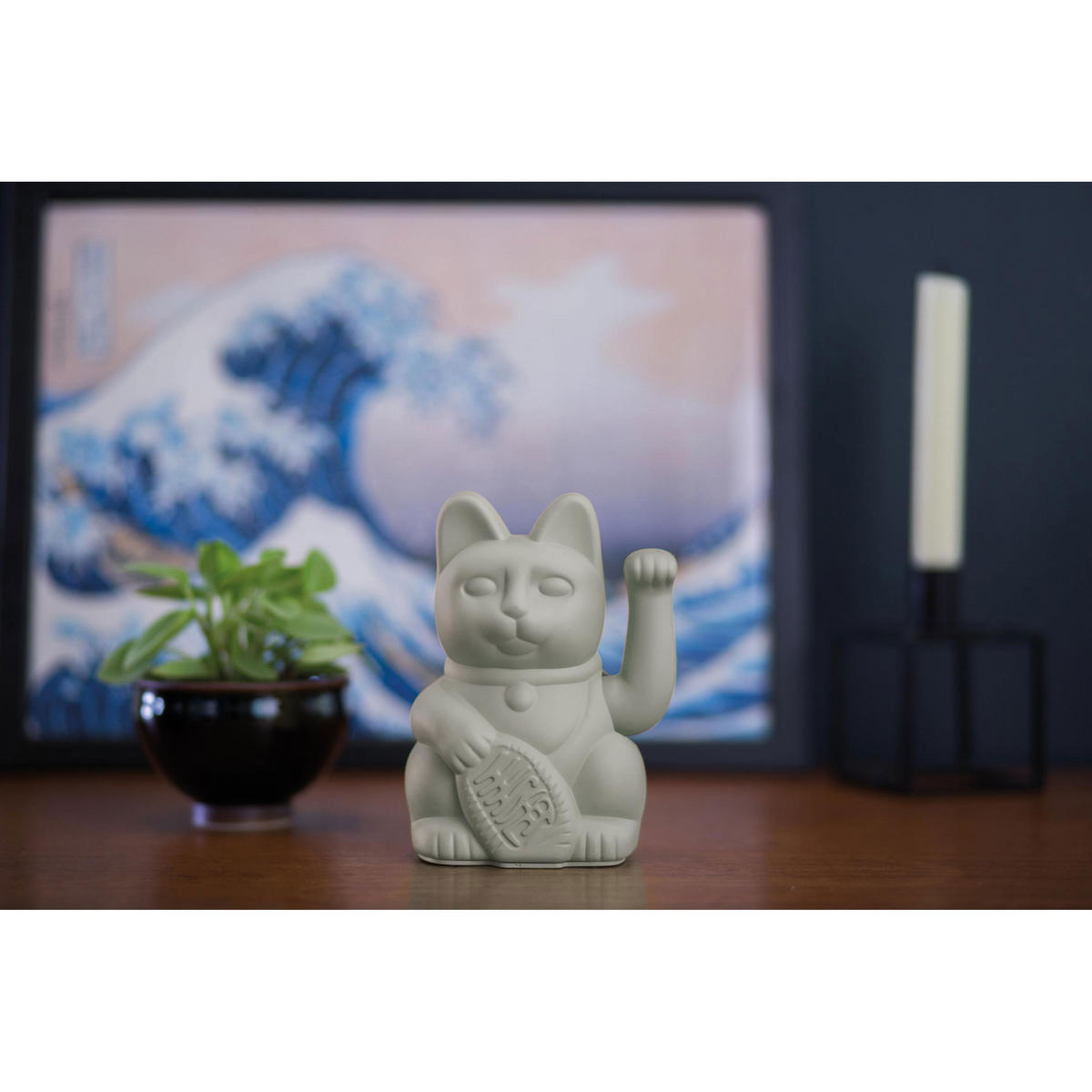 WINKEKATZE Lucky Cat, Kunststoff, Grau, ca. 15 cm - Grau, Kunststoff (7/15/8.5cm) - Donkey Products