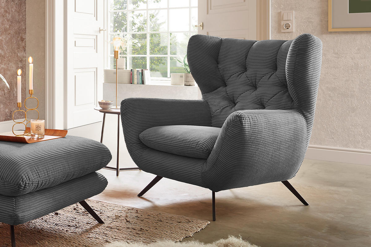 SITZGRUPPE CHARME Grau - Grau, Textil (200/94/95cm) - KAWOLA