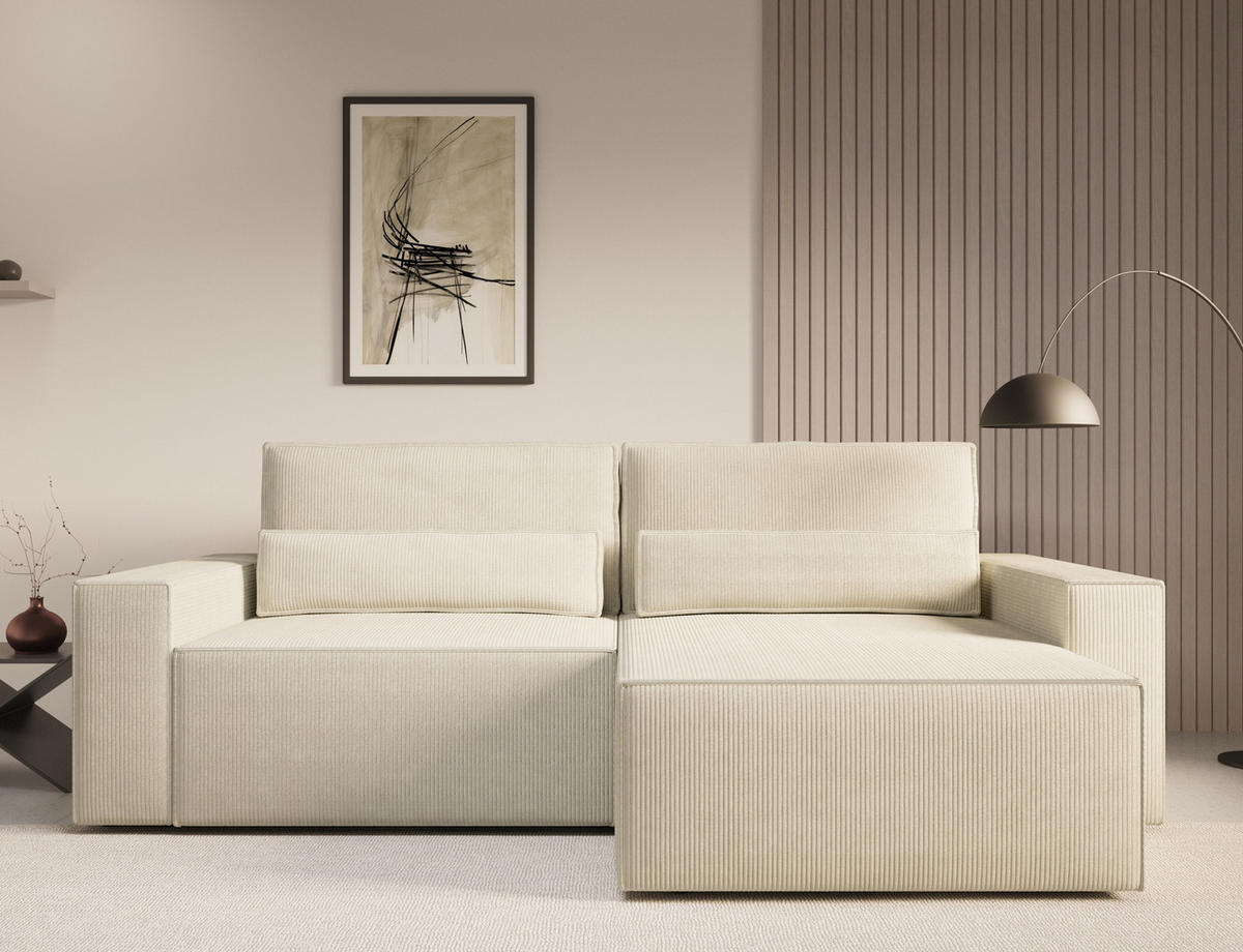 ECKSOFA - Universale Ecksofa DENVER mini - Beige - Poso 105 - Beige, Holzwerkstoff (248/162cm) - Möblo