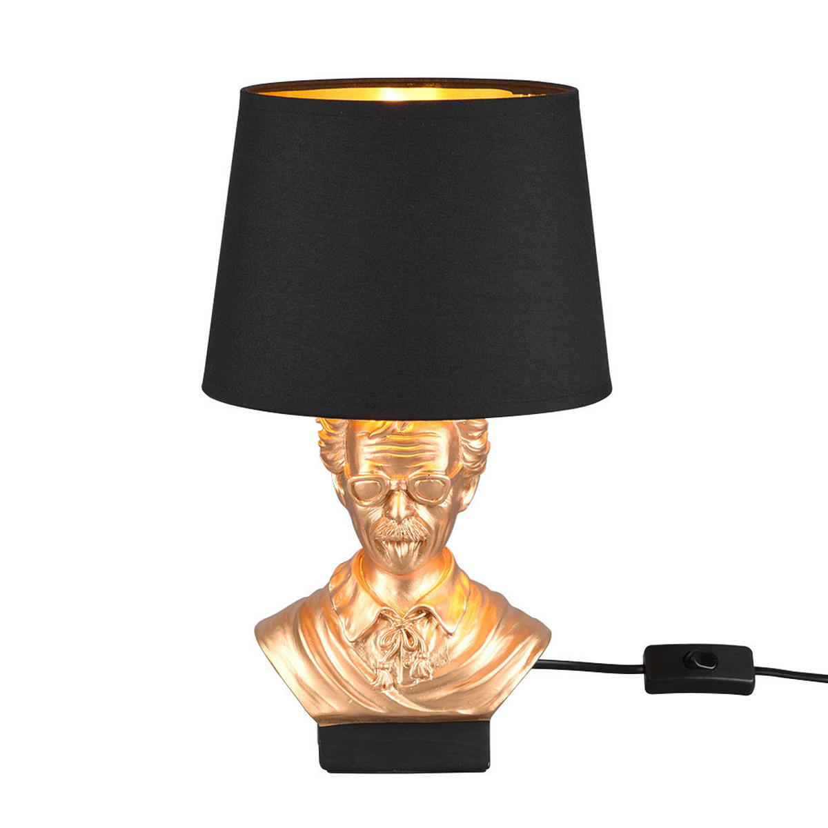 TISCHLEUCHTE ALBERT Gold Schwarz Keramik Stoff - Goldfarben, Textil (21/21/36cm)