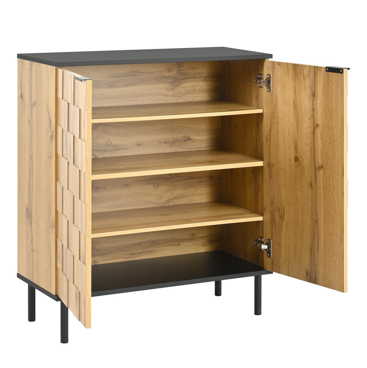 SCHUHSCHRANK 80/35/91,5 cm mit 2 Türen, höhenverstellbaren Fächern und Mosaikfront, Natur - Naturfarben, Holzwerkstoff (80/91/35cm) - Redom